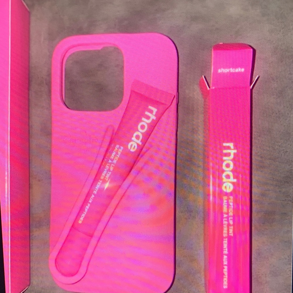 RHODE Vibrant Pink Phone Case and Lip Product